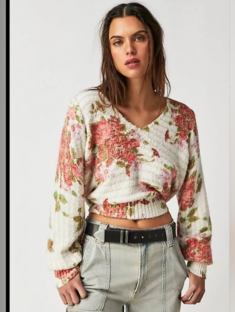 $128 Free People Bed of Roses Sweater in Candy Combo Size XL